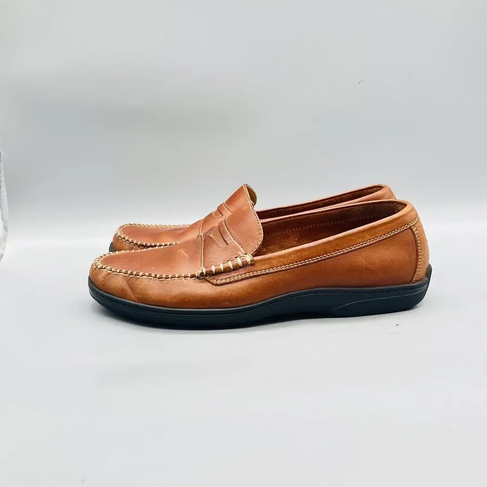 Cole Haan Shoes Men 9 Brown Leather Penny Loafers Moc Toe Slip On Casual Comfort